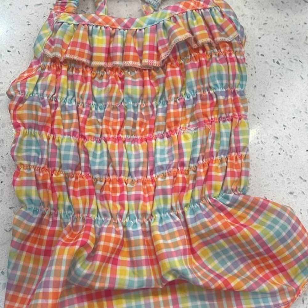 Colorful Plaid Ruffle Dress